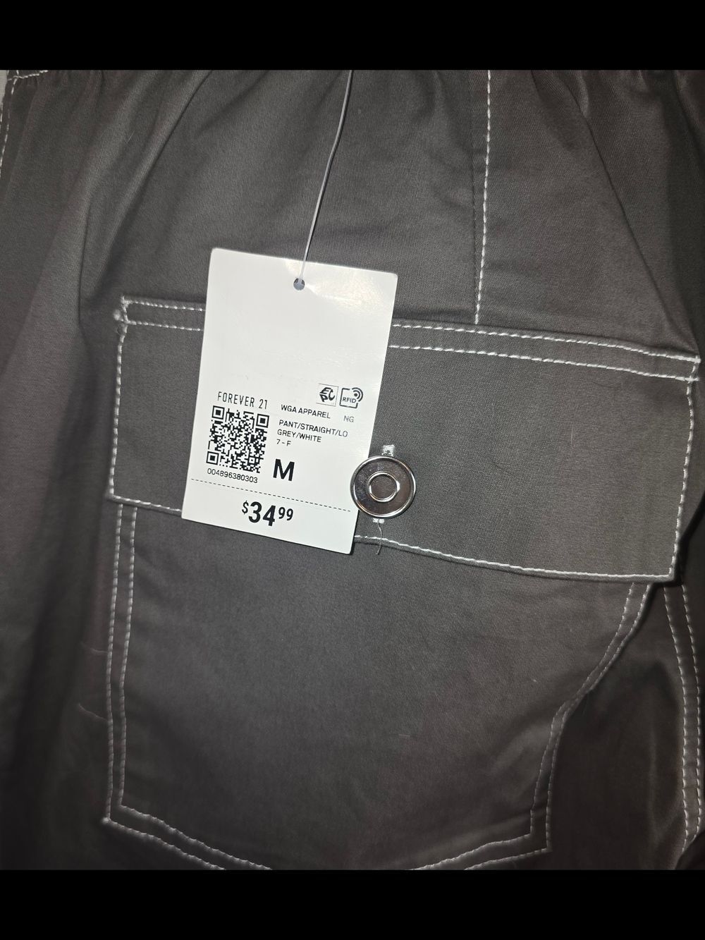 Forever 21 Gray Drawstring Cargo Joggers Med NWT - Picture 5 of 5